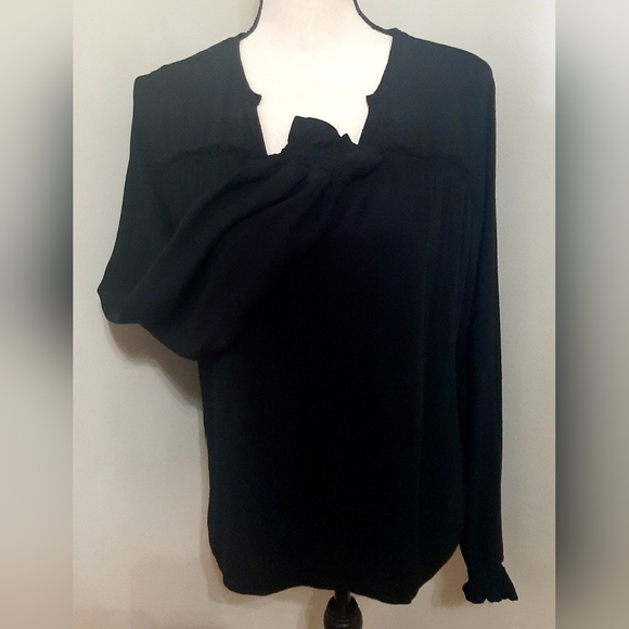 NWT Bobi Los Angeles Split Neck Long Sleeve Blouse Top - Picture 7 of 10